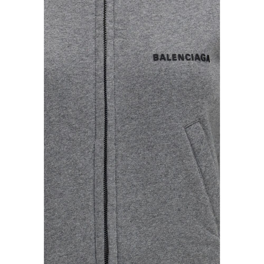 Balenciaga Grey Fitted Zip-Up Hoodie