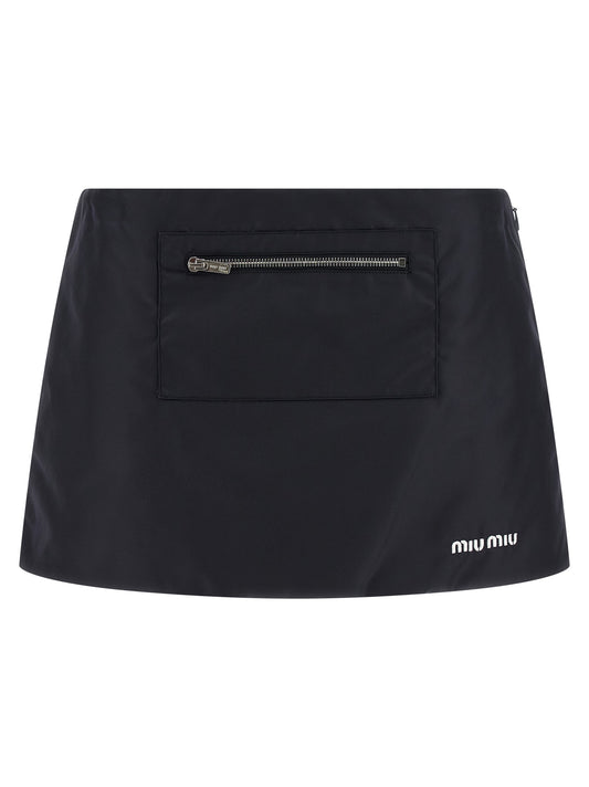 Miu Miu Langer gonna in recyceltem poliammide in blu