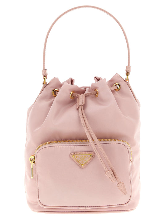 Borsa a secchiello Prada in poliammide riciclato multicolore