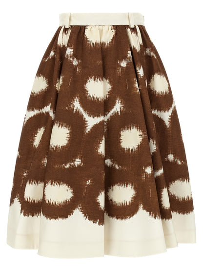 Gonna midi Prada marrone in cotone