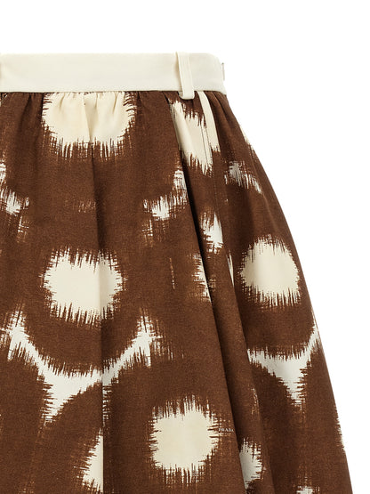 Gonna midi Prada marrone in cotone