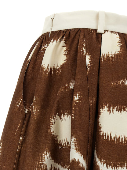 Gonna midi Prada marrone in cotone