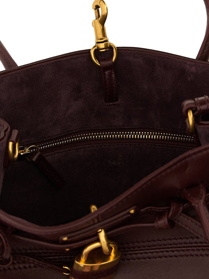 Chloé Schultertasche aus bordeauxrotem Lammleder