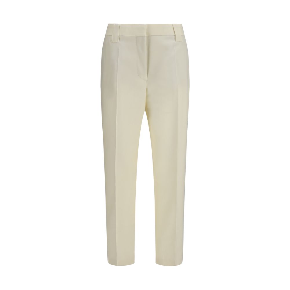 Versace Beige Cropped Wool Trousers