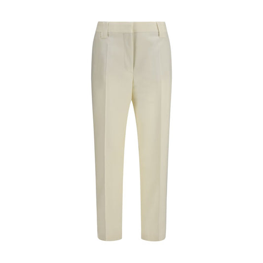 Pantaloni cropped in lana beige Versace