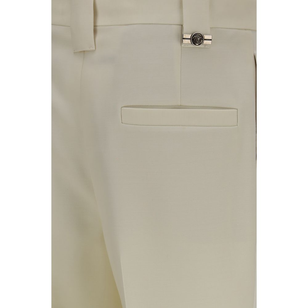 Versace Beige Cropped Wool Trousers