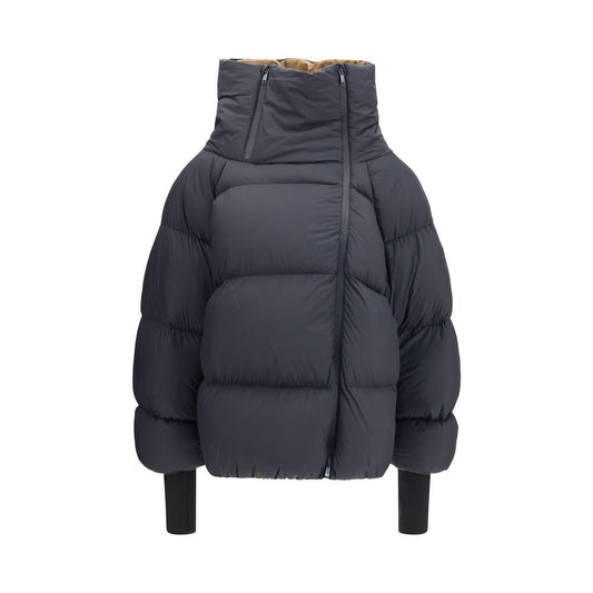 Ganni Schwarze Polyamid-Jacke in voller Länge