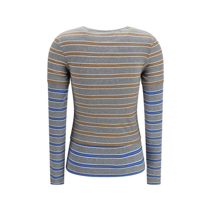 Ganni Graues Baumwoll-Langarmshirt