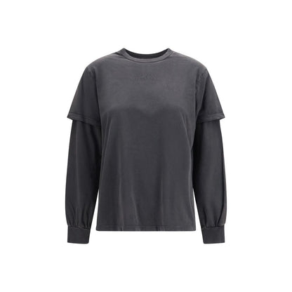 Ganni Graues Baumwoll-Langarmshirt