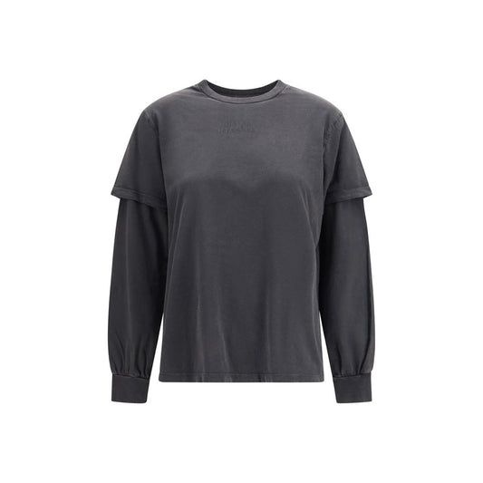 Ganni Graues Baumwoll-Langarmshirt