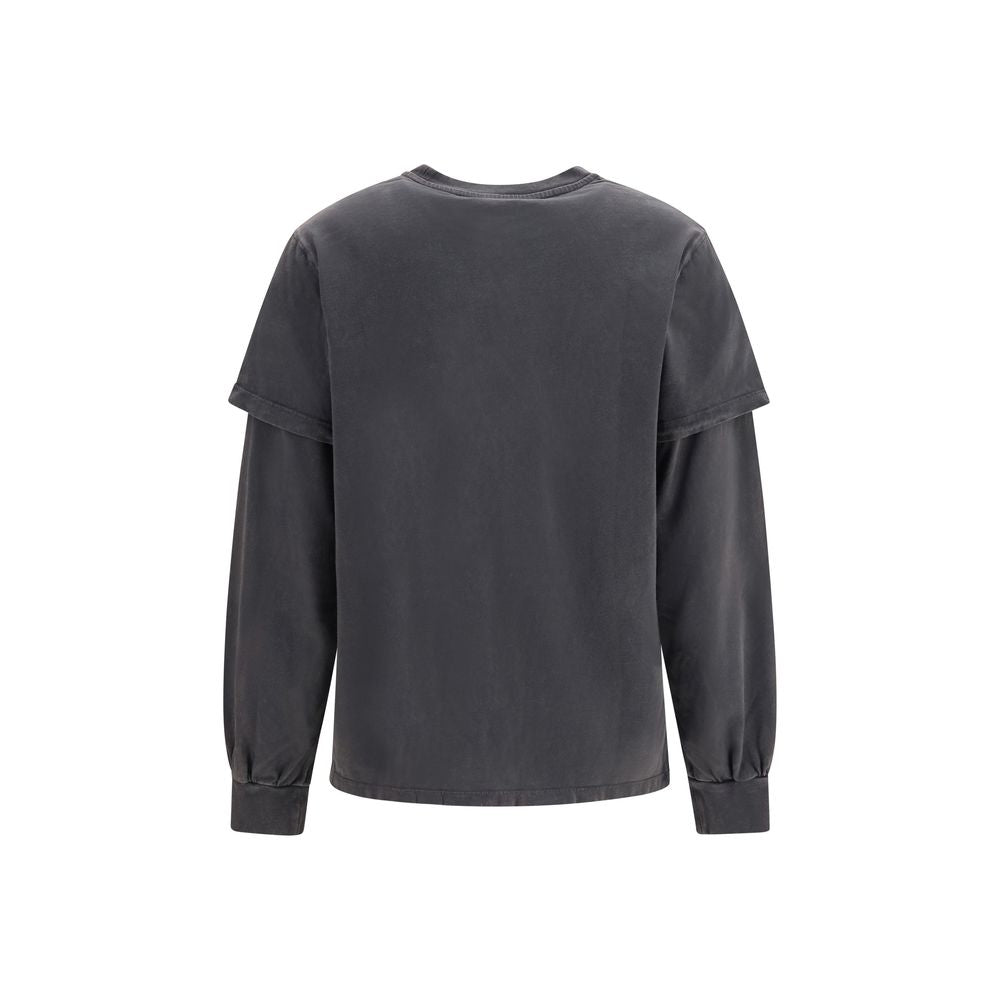 Ganni Graues Baumwoll-Langarmshirt
