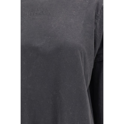 Ganni Graues Baumwoll-Langarmshirt
