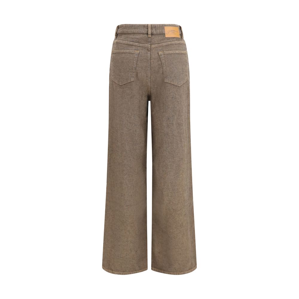 Jeans Ganni in cotone marrone a vestibilità rilassata