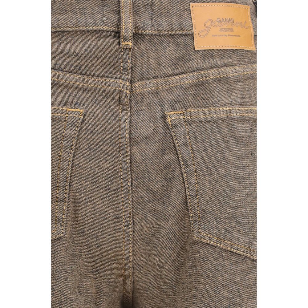 Jeans Ganni in cotone marrone a vestibilità rilassata