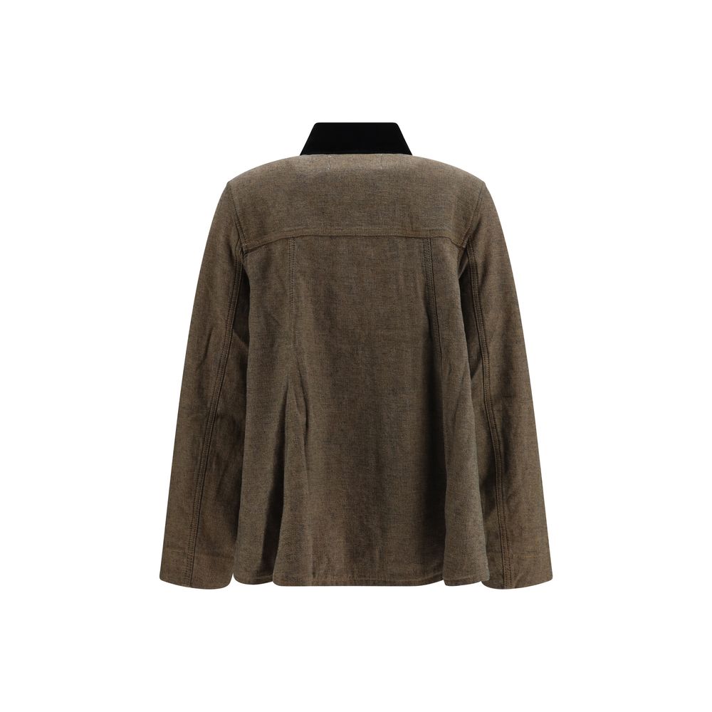 Giacca in denim di cotone marrone Ganni