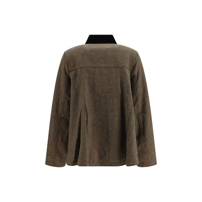 Giacca in denim di cotone marrone Ganni