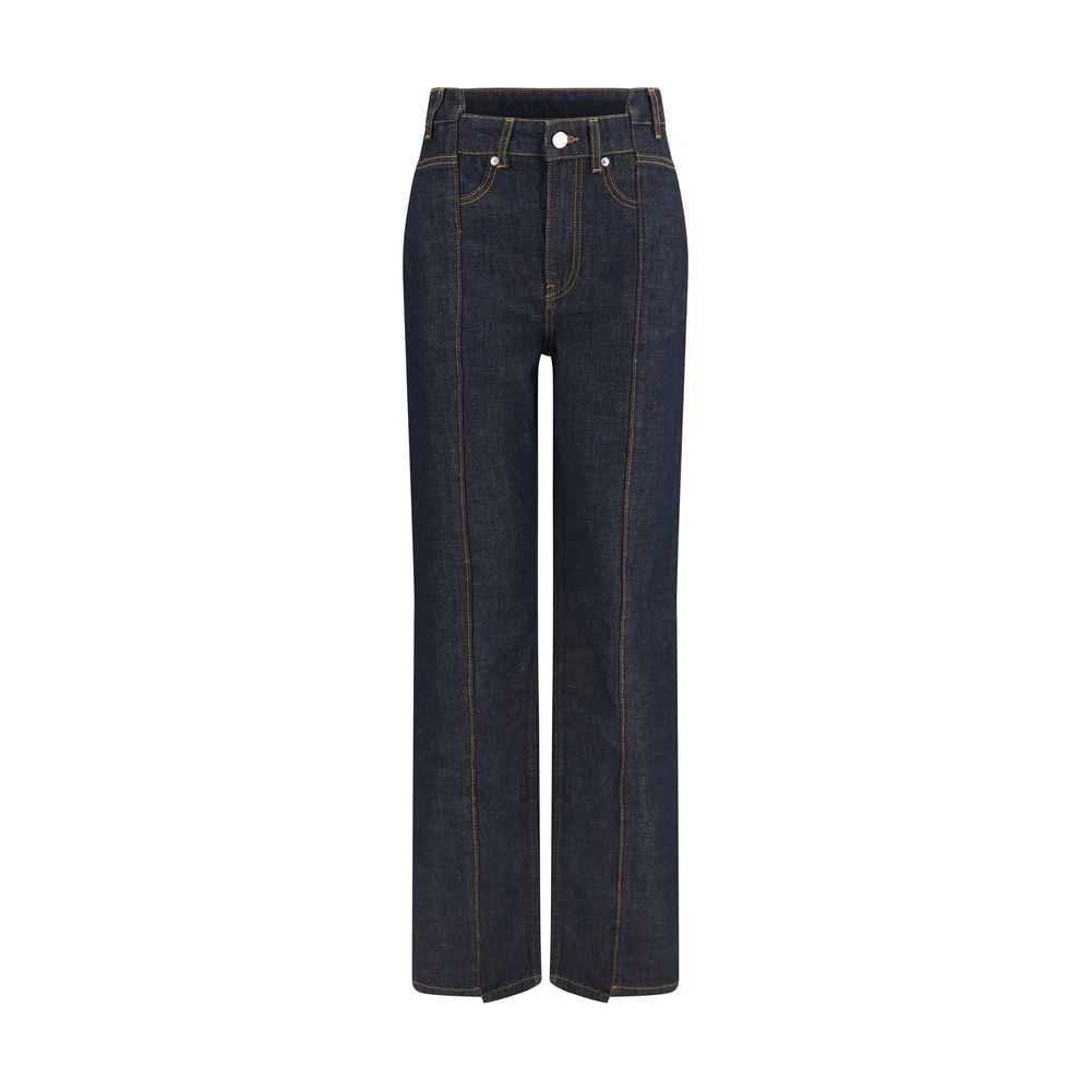 Ganni Blue Straight-Leg Cotton Jeans