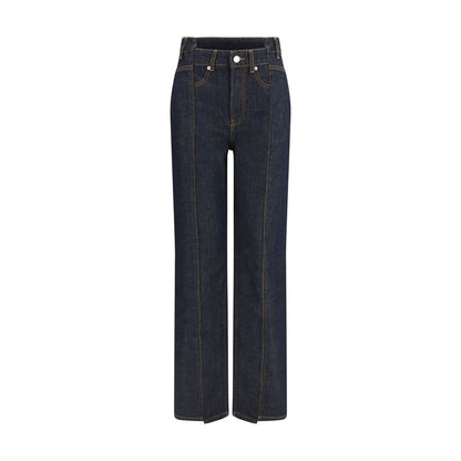 Ganni Blue Straight-Leg Cotton Jeans