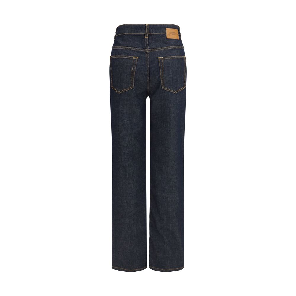 Ganni Blue Straight-Leg Cotton Jeans