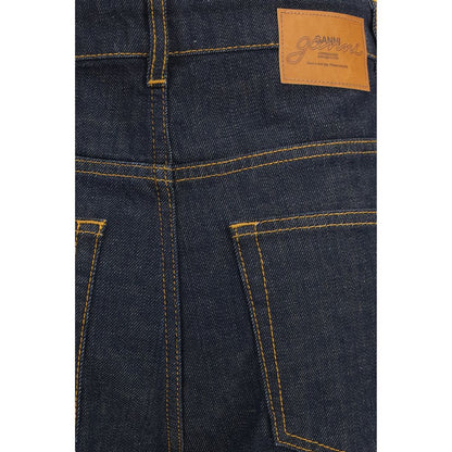 Ganni Blue Straight-Leg Cotton Jeans