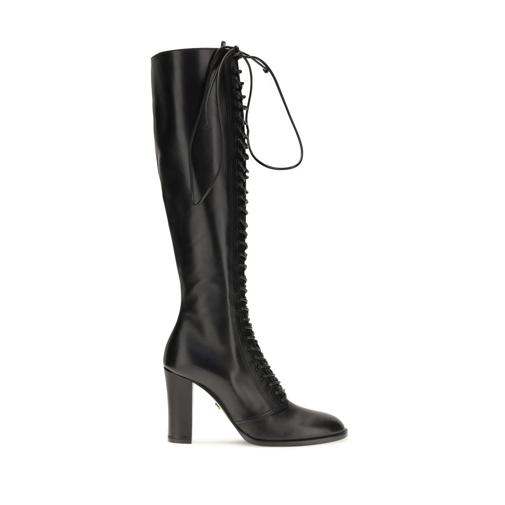 Dolce & Gabbana Schwarze Schnürstiefel aus Kalbsleder