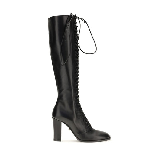 Stivali stringati in pelle di vitello nera Dolce & Gabbana