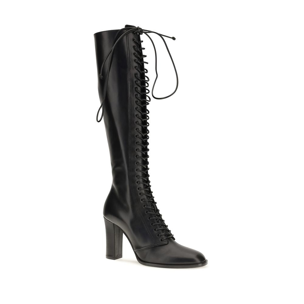 Dolce & Gabbana Schwarze Schnürstiefel aus Kalbsleder