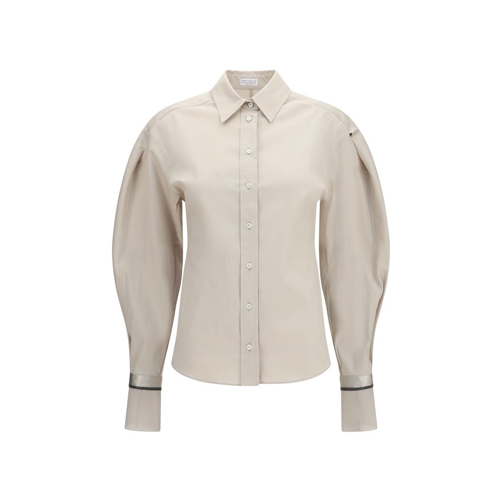 Camicia in cotone beige di Brunello Cucinelli