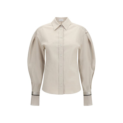 Camicia in cotone beige di Brunello Cucinelli