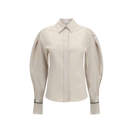 Camicia in cotone beige di Brunello Cucinelli