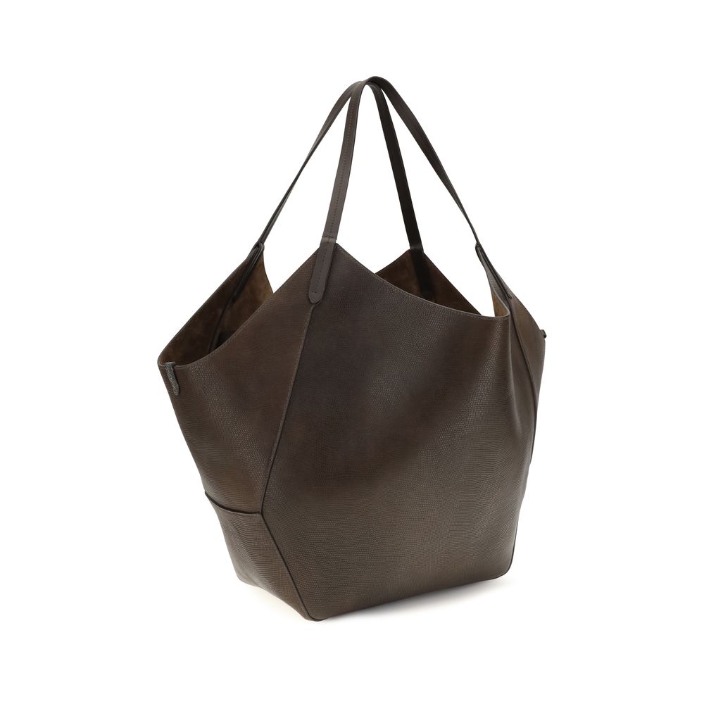 Brunello Cucinelli Braune Kalbsleder Handtasche