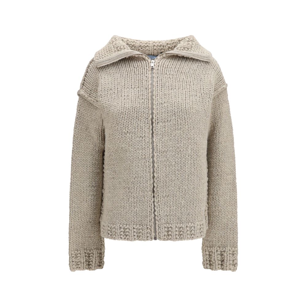 Prada Grey Wool Cardigan