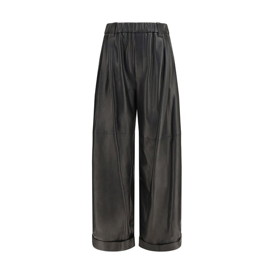 Pantaloni in pelle nera Brunello Cucinelli