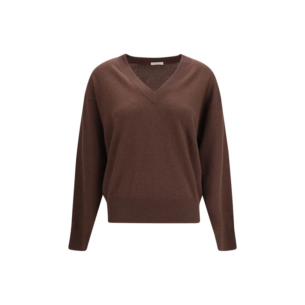 Maglione in cashmere marrone di Brunello Cucinelli