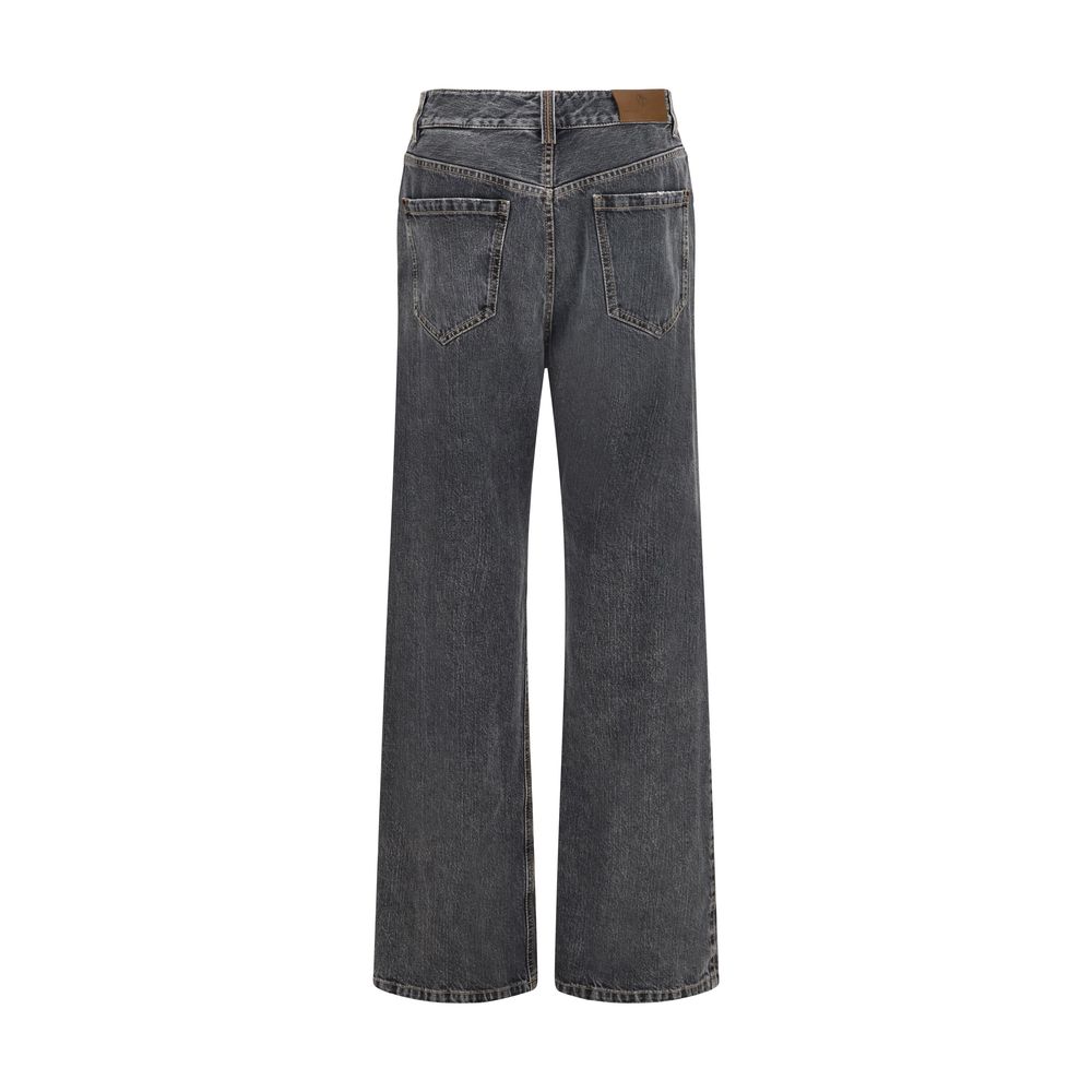Jeans a gamba dritta in cotone grigio di Brunello Cucinelli