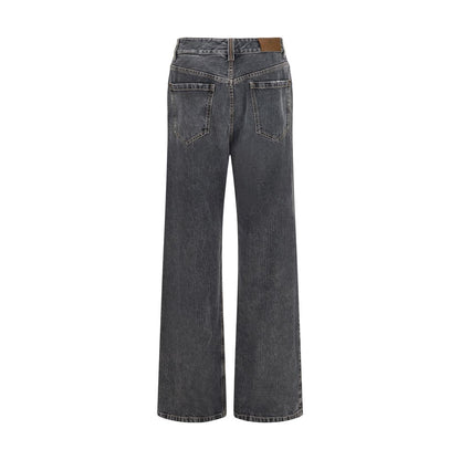 Jeans a gamba dritta in cotone grigio di Brunello Cucinelli