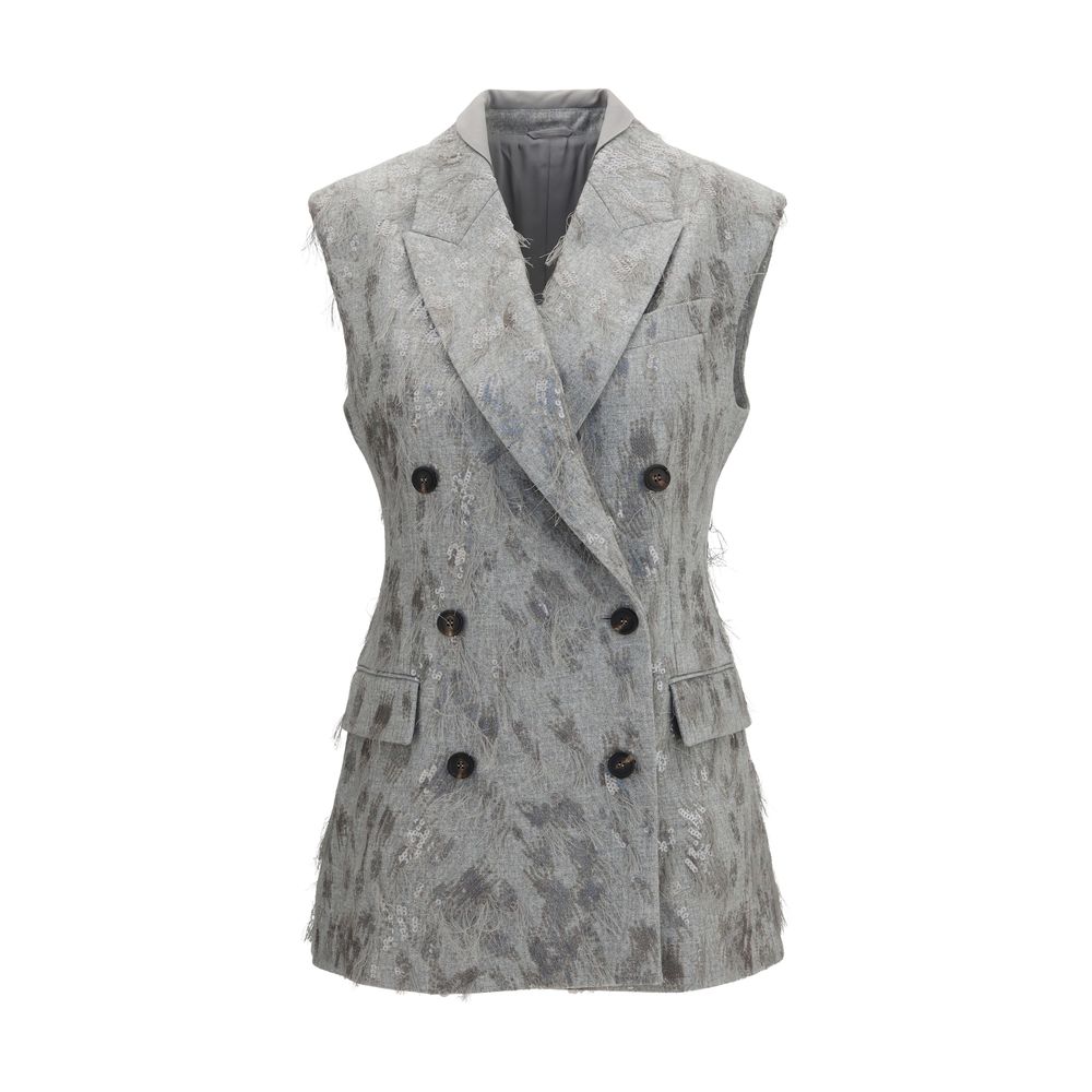 Brunello Cucinelli Grey Sleeveless Wool Vest