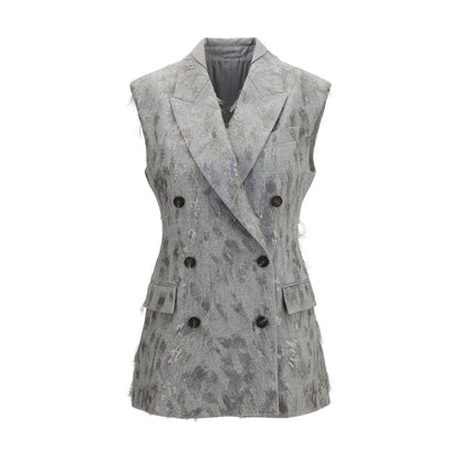 Brunello Cucinelli Grey Sleeveless Wool Vest