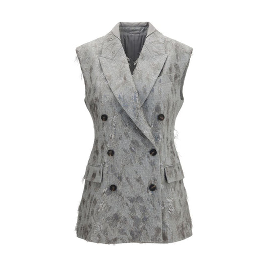Gilet senza maniche in lana grigia Brunello Cucinelli