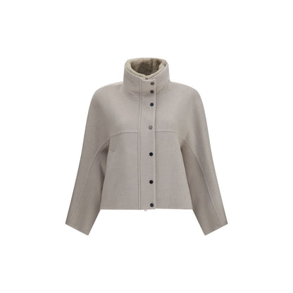 Brunello Cucinelli Weißer Wollmantel Aries