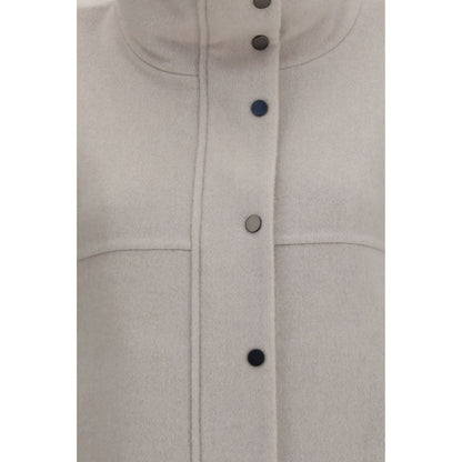 Brunello Cucinelli Weißer Wollmantel Aries