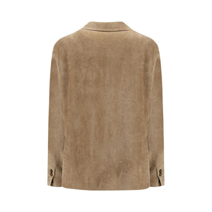 Giacca lunga in viscosa beige di Brunello Cucinelli