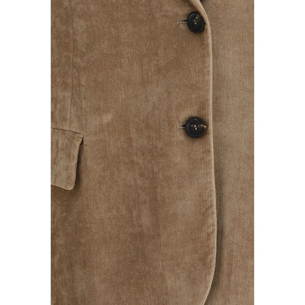 Giacca lunga in viscosa beige di Brunello Cucinelli