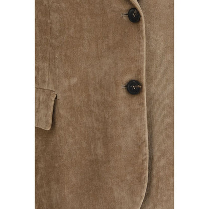 Giacca lunga in viscosa beige di Brunello Cucinelli