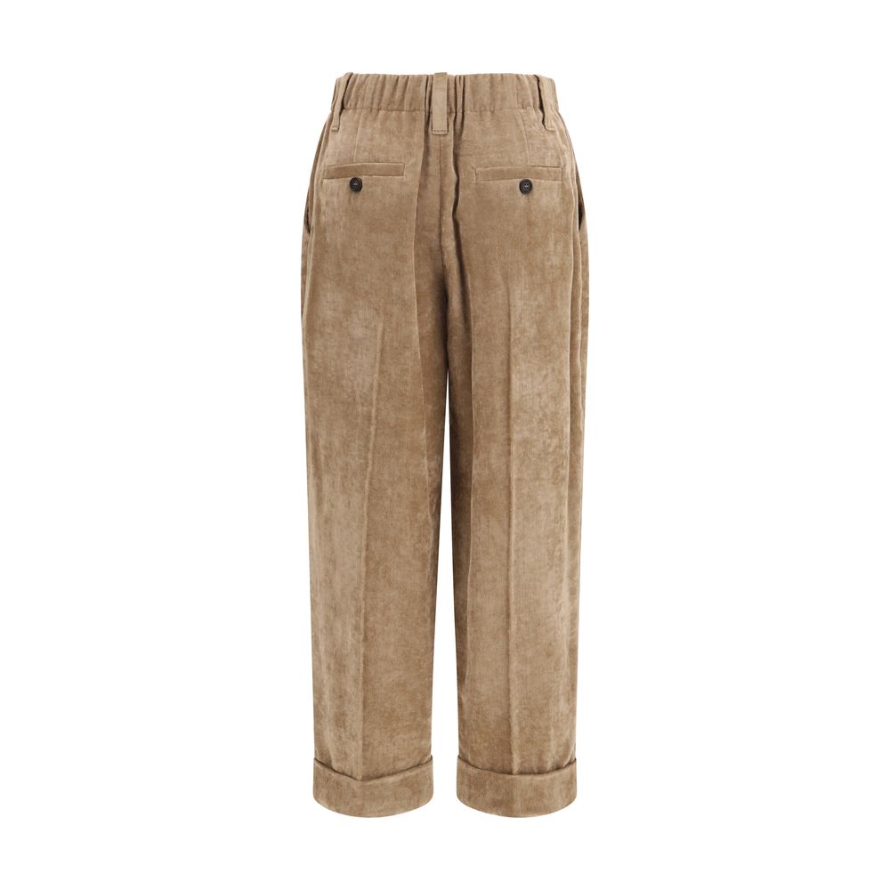 Brunello Cucinelli Brown Viscose Casual Trousers