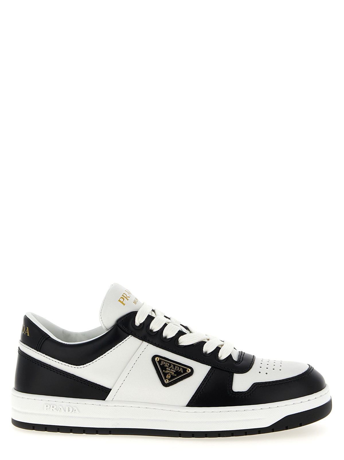 Sneakers basse bicolore in pelle di vitello Prada