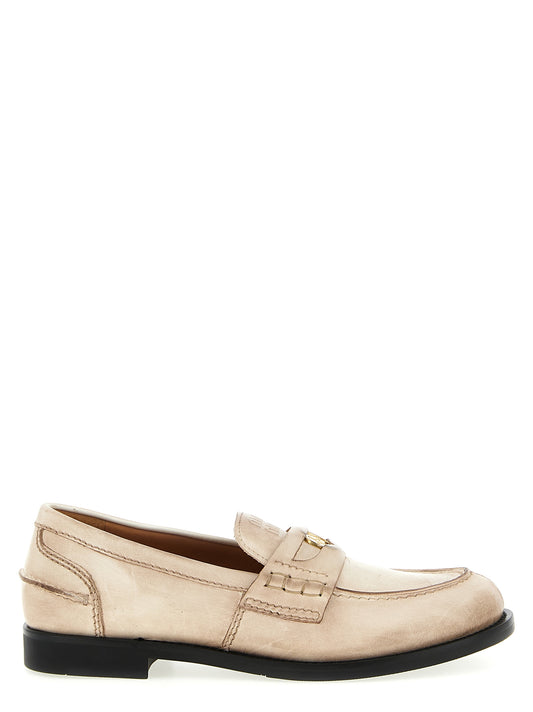 Mocassini slip-on in pelle di vitello bianca Miu Miu