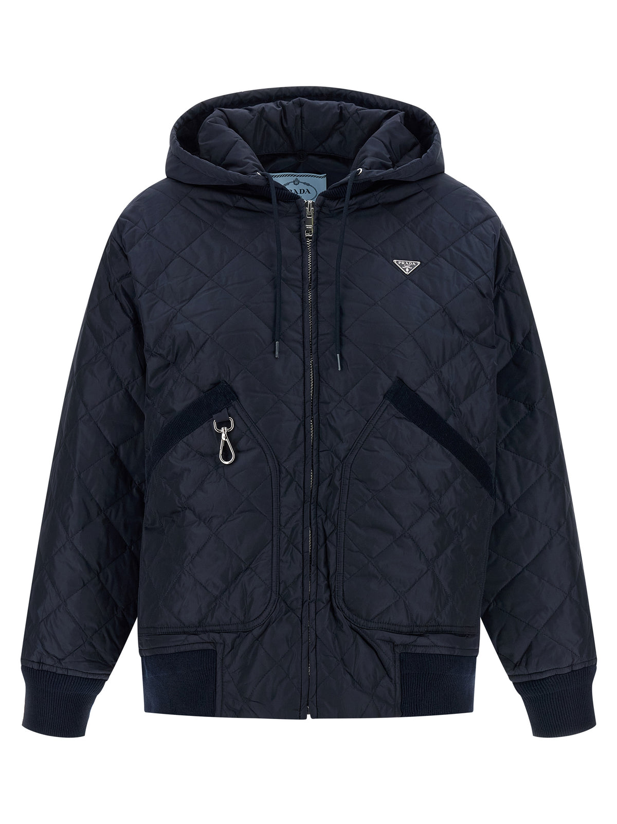 Giacca bomber Prada blu in poliammide riciclata