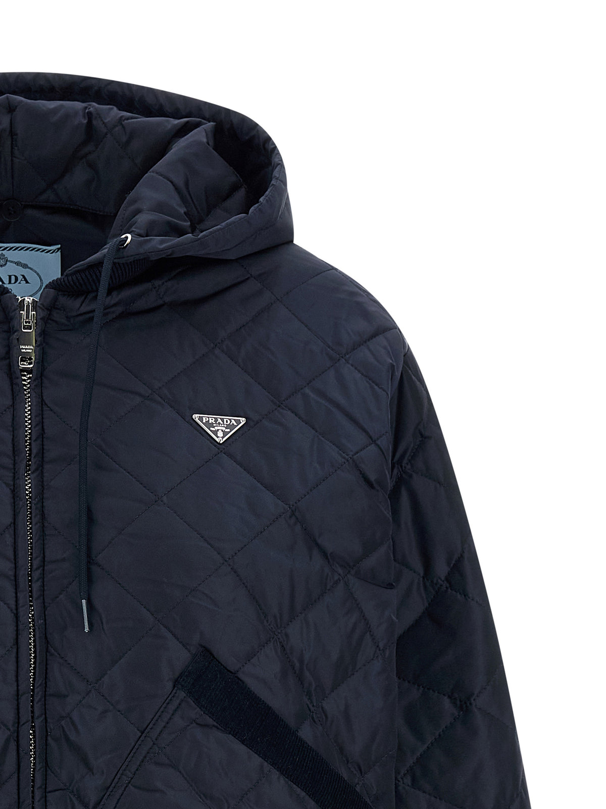 Giacca bomber Prada blu in poliammide riciclata