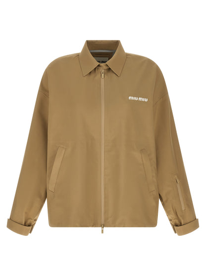 Giacca beige Miu Miu in poliestere riciclato
